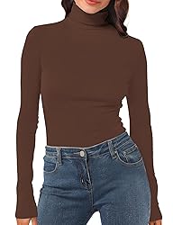 Womens Long Sleeve Turtleneck T-Shirts Mock Neck