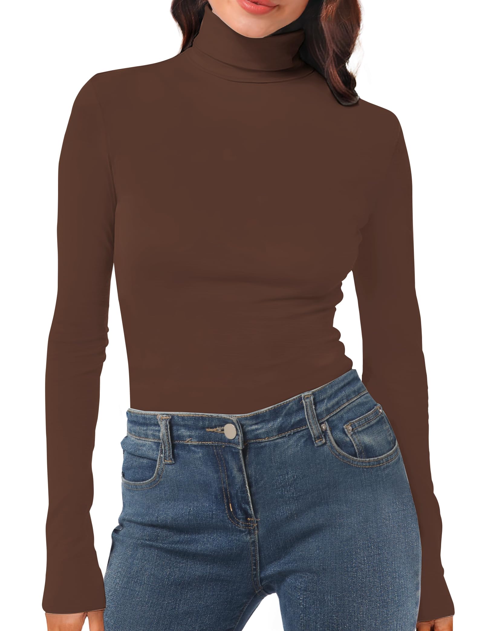 Womens Long Sleeve Turtleneck T-Shirts Mock Neck