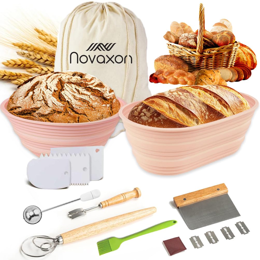 Photo 1 of ***Partial set***
NOVAXON Sourdough proofing basket, Banneton bread proofing basket, Sourdough bread baking supplies along with bench scraper, bread lame, flour sifter, dough cutter & dough whisk.
