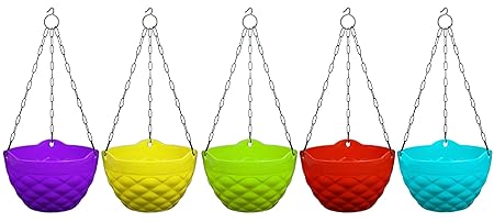 Khoji Diamond Hanging Pots (Set of 5 Multicolored Pots)