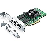 H!Fiber Gigabit 4 Port NIC with Intel I350 Chip, 1Gb Network Card Compare to Intel I350-T4 NIC, Quad RJ45 Ports, PCI Express 2.1 X4, Ethernet Card with Low Profile for Windows/Windows Server/Linux