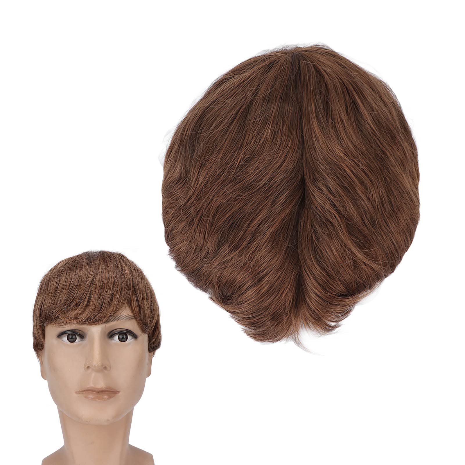 Short Wig, Men Short Brown Wig Men's Handsome Short Hair Wig Light Brown Wig Male Short Straight False Hair Natural Synthetic Full Wig Short Hair Wig for Party Cosplay Costume