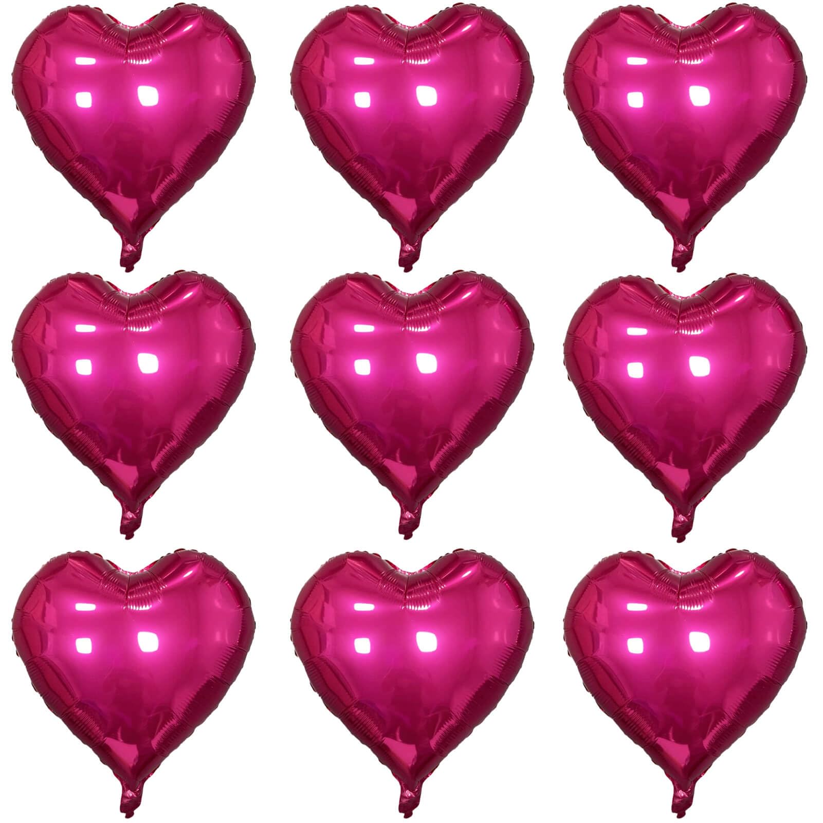 Photo 1 of Hot Pink Heart Shaped balloons Pack of 10,18 Inch Vibrant Pink Love Valentine Balloons Heart Romantic Balloons For Valentines Day Propose Marriage Wedding Bridal Shower Engagement Party Decorations