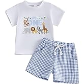 Frietlebird Toddler Baby Boy Girl First Birthday Outfit Short Sleeve Shirt Plaid Shorts Sets Summer Birthday Clothes 2Pcs