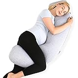 Momcozy Pregnancy Pillow for Body Support, J Shaped Maternity Pillow with Removable Jersey Cover, Soft Pregnancy Body Pillow 