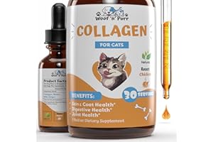 WOOF 'N' PURR Collagen for Cats - Cat Collagen - Cat Supplements & Vitamins - Cat Skin and Coat Supplement - Cat Supplements for Indoor Cats - Cat Collagen Drops - Collagen for Cats Drops - 1 fl oz