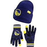Ultra Game Men's NBA Official Super Soft Winter Beanie Knit Hat with Extra Warm Touch Screen Gloves