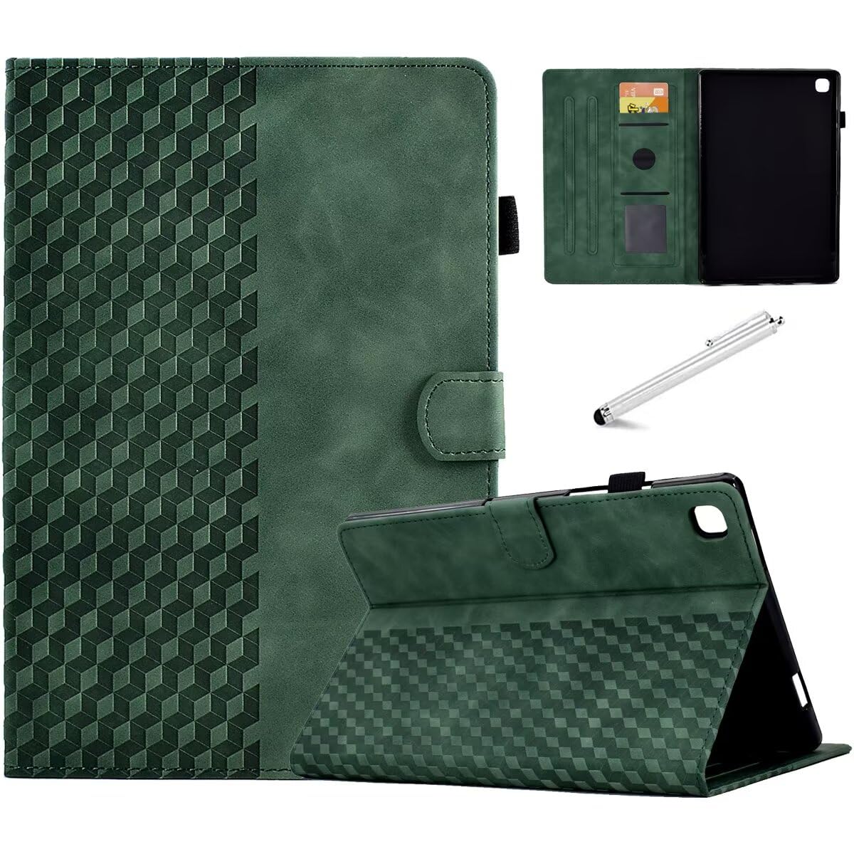 Fancity for iPad 9th Generation 10.2 inch Case 2021, iPad 8th 7th Generation 2020/2019 Folio Case, Slim Suede Leather Case with Smart Wake Sleep Stand Function Pencil Holder and Card Slot, Green