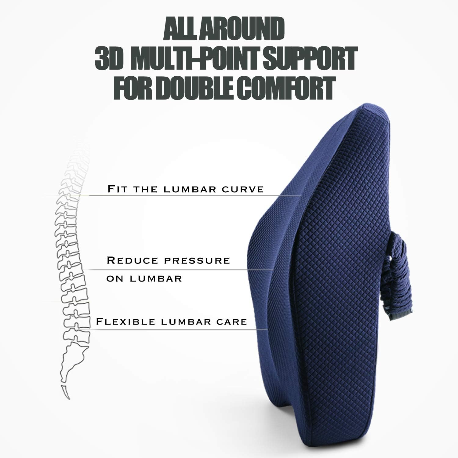 matvio Back Support Pillow for Office Chair - Ergonomic Posture Corrector Pure Memory Foam Lumbar Cushion - Perfect Backrest for Car, Desk, Recliner Chair and Any Seat: Home & Kitchen