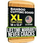 INDESTRUCTIBLE Bamboo Cutting Board (Extra Large) with Vertical Grain Strength Technology - Non Toxic, Spacious and Lightweight 18" XL Chopping Board Gift - Replacements for Life