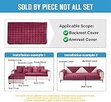 LINGKY Soft Flannel Sofa Covers 1/2/3 Seater Non-Slip Wine Red 70x70cm view 5