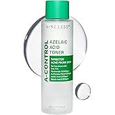 Nineless A-Control Azelaic Acid Toner with AHA & BHA - Pore Refining & Soothing Facial Toner for Acne-Prone Skin - Redness Relief & Dark Spot Corrector, Korean Skincare, 5.07 fl.oz