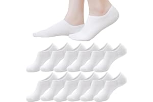 Zenvio 12 Pieces White Ankle Socks, Comfortable Non-Slip Short Socks for Women and Man, Low Cut Compression White Ankle Sock 