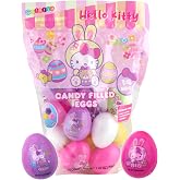 Hello Kitty Themed Easter Eggs Set, Prefilled with Assorted Hard Candies, Basket Stuffer Treats, 14 Count
