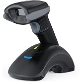 TEEMI 2D Bluetooth Barcode Scanner with USB Charging Cradle Data Receiver | Wireless QR Code Reader, Omnidirectional Scan for Driver&rsquo;s License, Digital Coupons, Postal &amp; OCR, Auto Hands-Free Mode
