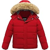 CTFASHION Boy's Winter Coat Kids Puffer Jacket Water Resistant Bubble Outerwear Fleece Heavyweight Parka with Fur Hood