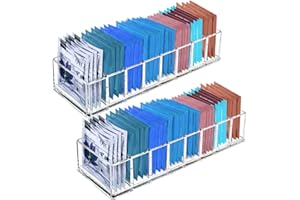 GTTYOWYIN Tea Bag Organizer, Clear Acrylic Tea Bag Holder, Tea Packet Storage for Drawer, Pantry, Kitchen, Cabinet, Countertop, 2 Pack