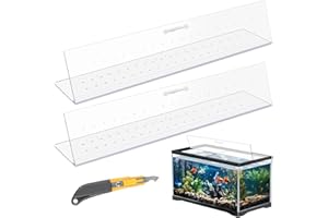 Sieral Aquarium Polycarbonate Canopy Set 2 Pcs 22.95 x 16.61 x 0.12 Inch for 75/90/110 Fish Tank with Center Brace Aquariums Cover Fish Tank Lid with a Hook Knife, Breathable Hole and Handle, Clear