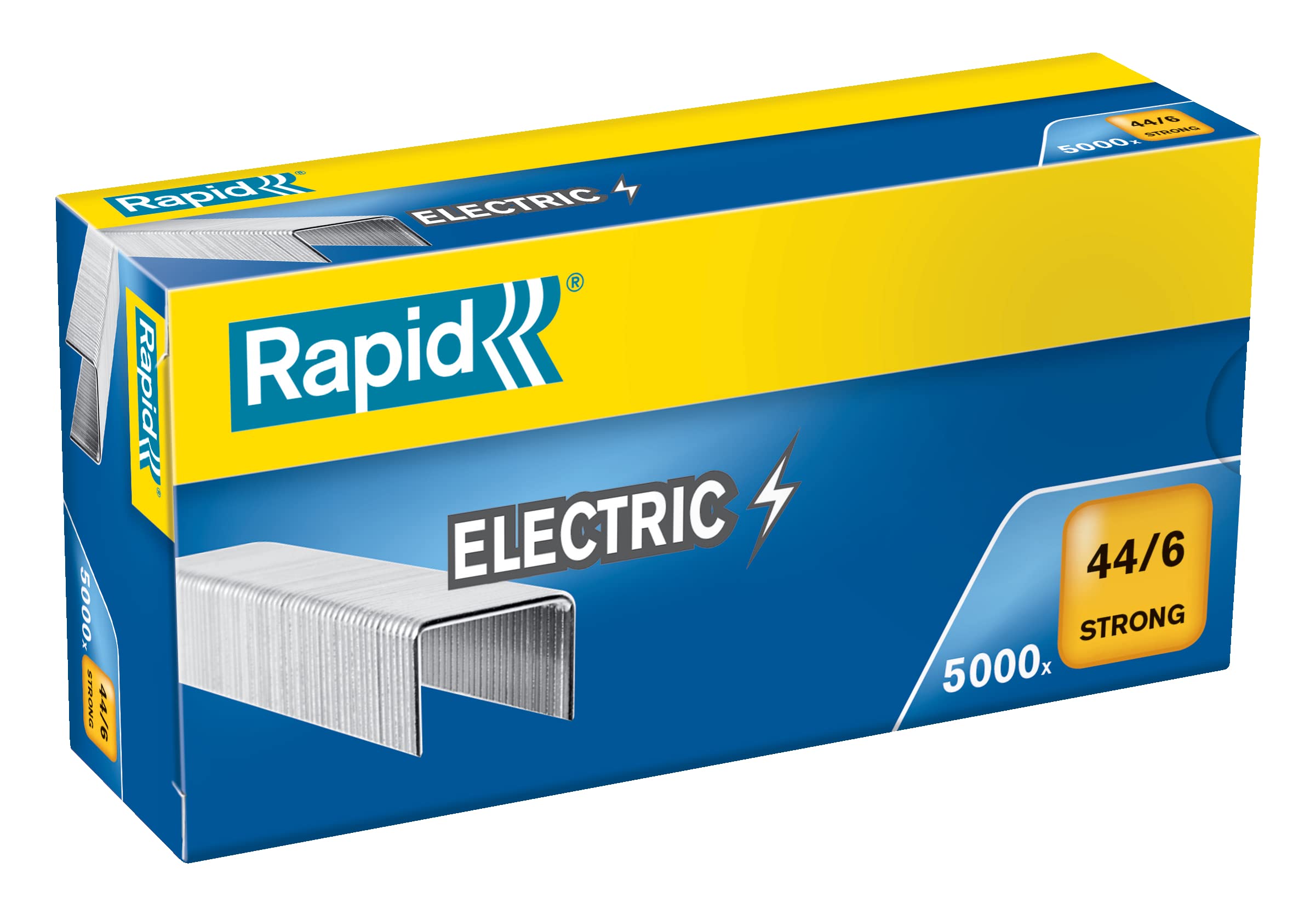 Rapid 44/6mm Strong Staples, For Stapling up to 20 Sheets, Use with Electric Staplers, Galvanised Wire, Box of 5000, 24868100