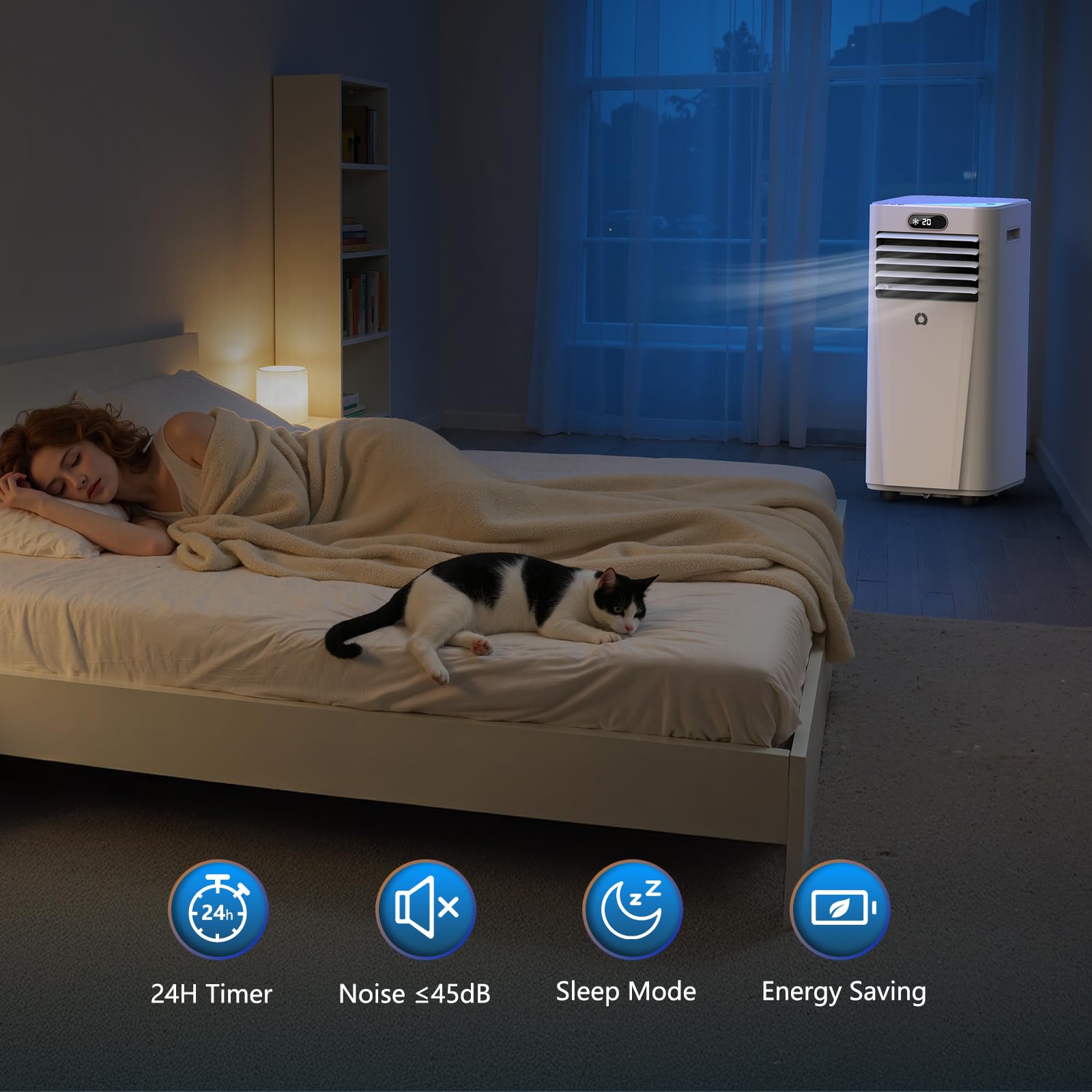 Portable Air Conditioners,10,000 BTU 3-in-1 Portable AC unit for Rooms up to 450 Sq. Ft, Featuring 24H Timer, Smart Sleep Mode, Window Kits Included, Perfect for Bedrooms, Kitchens, and Apartments.
