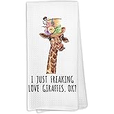 KTYHD Giraffe Decor Gifts Towels - Giraffes Bathroom Decor Hand Towels, Giraffe Gifts for Women, I Just Freaking Love Kitchen Towel,Giraffes Decorative for Room Bathroom