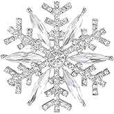 EVER FAITH Austrian Crystal Winter Art Deco Snowflake Flower Brooch Pin