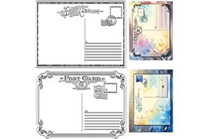 CRASPIRE Vintage Postcard Rubber Clear Stamp Retro Transparent Silicone Stamps 6.3x4.3inch Seals Sheets Background Print Sign