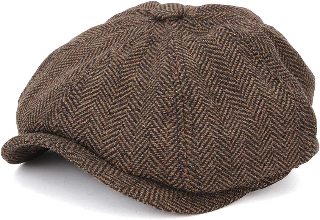 HSRT Visor Woolen Blending Newsboy Beret Cap Outdoor Casual Winter Cabbie Hat