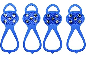 MILALOKO 2 Pair (Kids’ Size) Crampons,Traction Cleats,Spike for Winter Walking Safety,Shoe Grips on、Ice Snow for Children Girls and Boys,Kids' Size