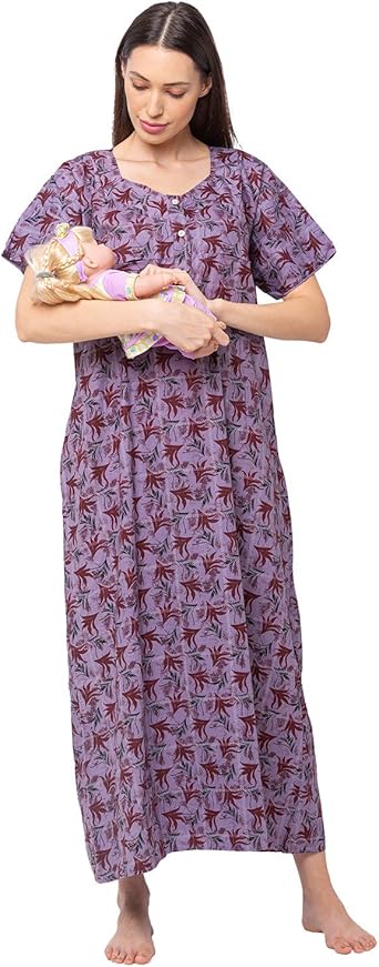 Buy Women's Cotton Feeding Nighty with Zip Online at Best Price