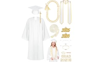 Silicherry Matte Graduation Gown Cap Tassel Set with 2025 Tassel Stole Graduation Lei Bracelet for High School and Bachelor