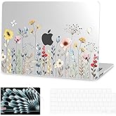 G JGOO Compatible with MacBook Air 13 inch Case 2026 2025 2024 2023 2022 M4 A3240 M3 A3113 M2 A2681, Clear Hard Shell for MacBook Air 13.6 inch Case + Keyboard Cover + Screen Protector, Garden Flower