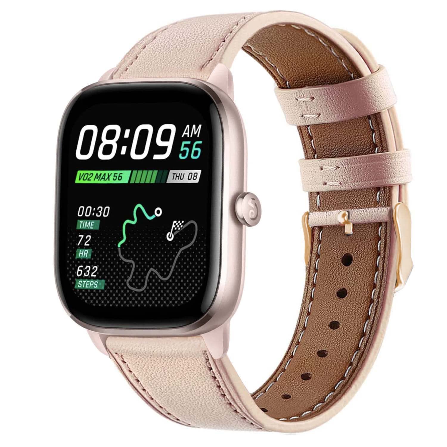 NEMUALL Leather Strap Compatible with Amazfit GTS 4/GTS 4 Mini/GTS 2/GTS 3/GTS 2e/GTS 2 Mini, 20mm Strap Lether Replacement Band for Amazfit GTR 42mm/Amazfit Bip 3 Pro/Bip S/Bip U Pro (Light Pink)