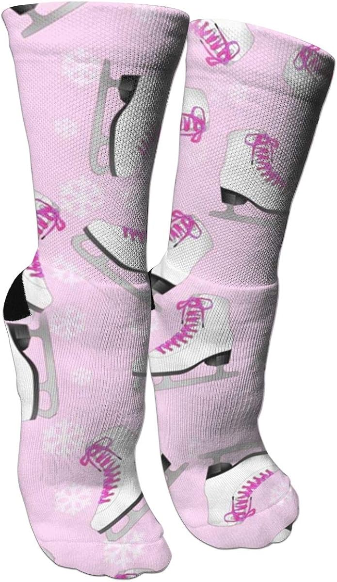 antspuent Pink Ice Skating and Snowflake Compression Socks Unisex