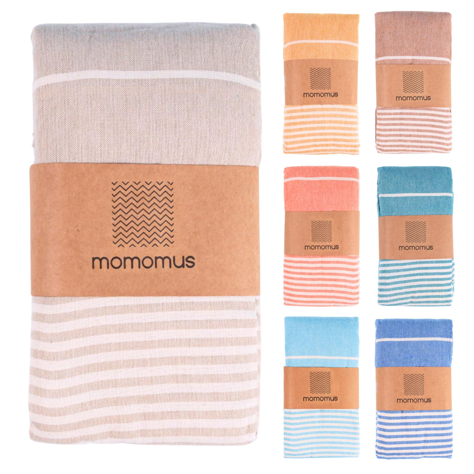 Photo 1 of MOMOMUS Extra Large Turkish Beach Towel Style – Made of 100% Cotton for Sand-Free Comfort | Oversized Beach Towel – Sandproof Beach Blanket – Big Beach Mat - Outdoor Picnic (Beige, 83x94 in)