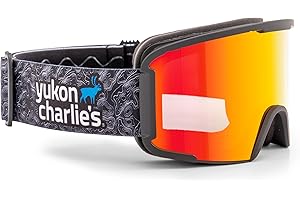 Yukon Charlie's SKI Goggles, Double Layer lens, MEZ Enhanced Optics, Antifog-Helmet Compatible strap, Adult and Youth Options