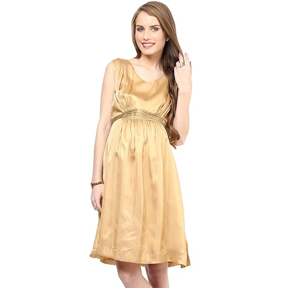 Maternity Dress Gold Party Wear