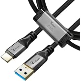 USB 3.0 PC to PC Transfer Cable for Windows &amp; macOS 6 FT, High Speed USB A to USB C Direct Data Sync Link Bridge Cord with Built-in Software, File &amp; Data Offline Transfer, KM Sharing Between Computers