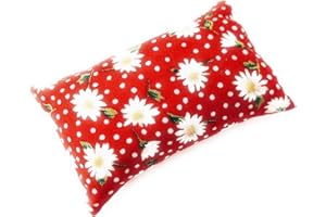 Nakpunar Emery Pincushion - Keep Your Needles Clean and Sharp - Filled with Abrasive Emery Mineral (2"x3", Daisies on Red Polka Dots)