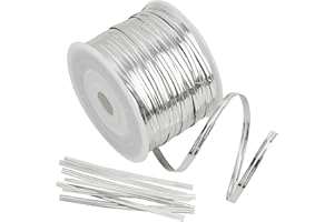 Tangyinrd Silver Metallic Twist Ties 100 Yards Bread Candy Coffee Bag Ties Plant Garden Twist Ties for Parties Decorative Ties Cake Present Art Craft