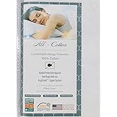 National Allergy Premium 100% Cotton Zippered Euro Square Pillow Protector - 20 x 20 - White - 300 Thread Count - Hypoallergenic Pillowcase with Zipper - Breathable Encasement Cover