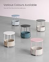 VASAGLE Round Side Table with Fabric Basket Pastel Pink Cloud White LET223R61 view 8