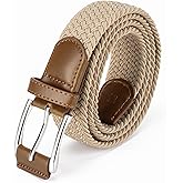 Aegero Mens Belt, Canvas Elastic Fabric Woven Stretch Multicolored Braided Belts for Golf Casual Pants Shirts Jeans