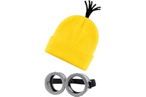 Eybila 2Pcs Costume Accessories Adult Steampunk Goggles Glasses Yellow Beanie Knit Hats Women Mens Halloween Cosplay Party