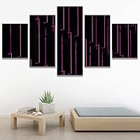 SIGNWIN 5 Panel Canvas Wall Art Modern Art Abstract Closeup Geometric Lights Mixed Media Modern Multicolor for Home Decorations Ready to Hang - 60