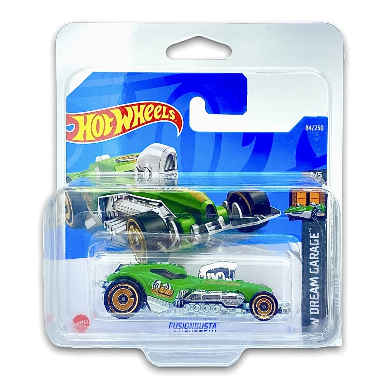 Hot Wheels Fusionbusta (Green) 3/5 HW Dream Garage 2022-84/250 (Short Card) *** COMES IN A KLAS CAR KEEPER PROTECTIVE COLLECTORS CASE *** HCX66