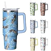 Kearscupra 30 oz Sea Otter Tumbler with Handle and Straw, Insulated Stainless Steel Cup with Lid, Travel Coffee Mug Water Bottle, Gifts for Woman Animal Lovers