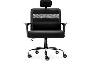 WUDOYO Big and Tall Office Chair 500lbs with Extra Wide Seat Full Back Adjustable Headrest Arms Locking Wheels Tilt Control Heavy Duty (Leather)