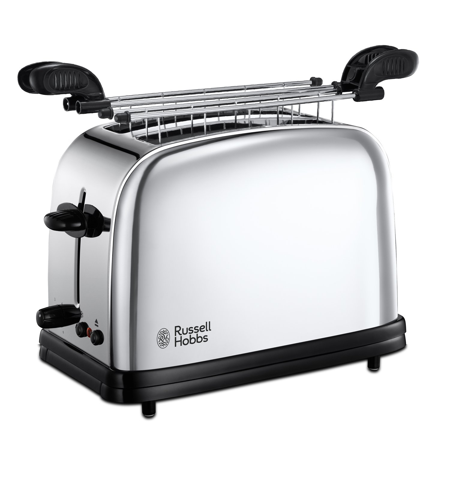 Russell Hobbs Grille Pain [Pour Sandwich & Panini] Chester (2 Fentes Larges, Pinces Incl., 6 Niveaux De Brunissage Réglables, Signal Sonore, Décongèle, Réchauffe Viennoiserie, 1200W) Toaster 23310-57
