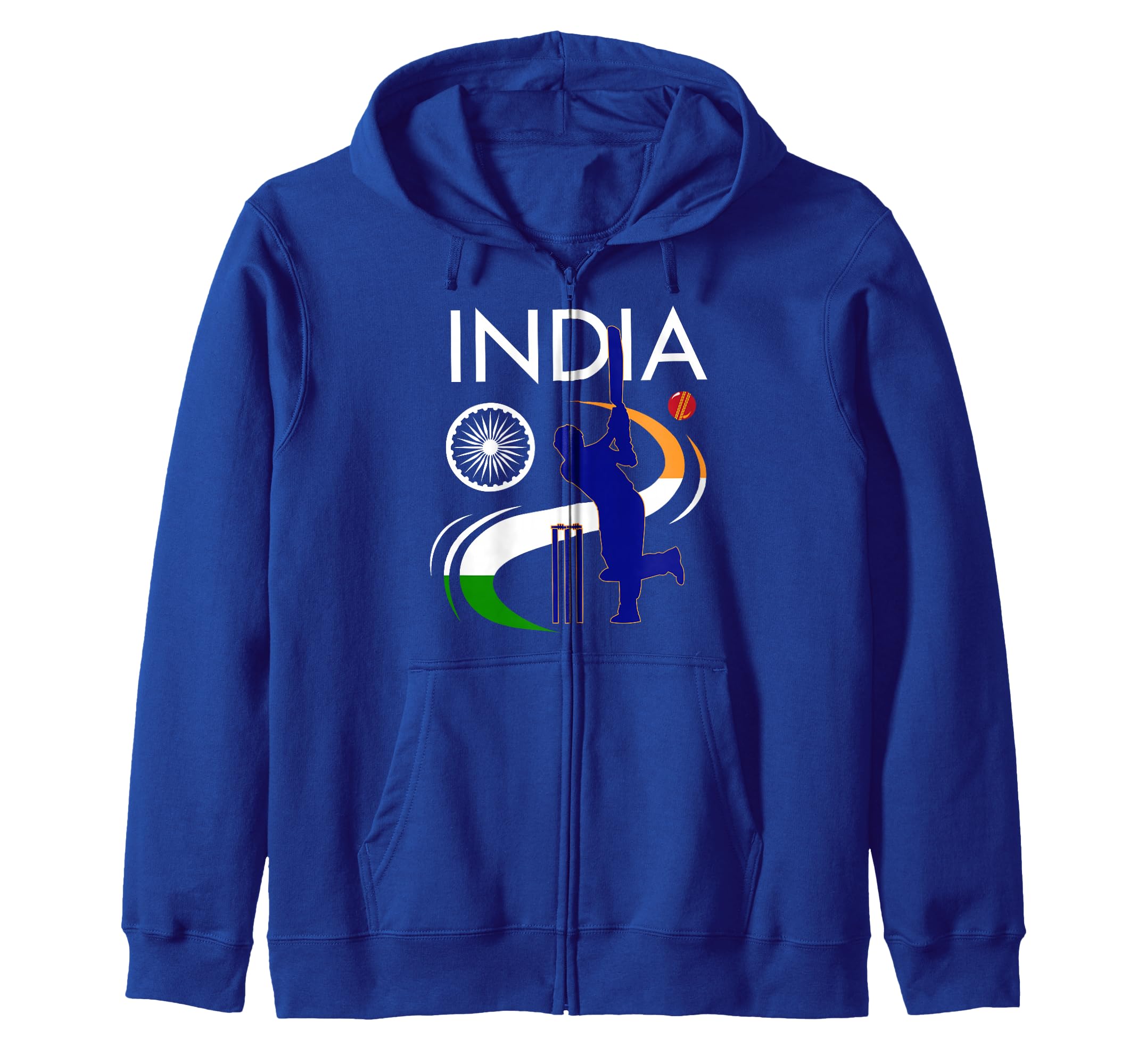 India Cricket With Indian Flag Brush Stroke Zip Hoodie